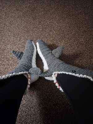 Crocheted Shark Slipper Socks made to order - image3